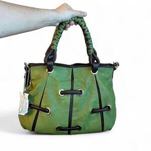 Zina Eva Green Leather Satchel Shoulder Bag